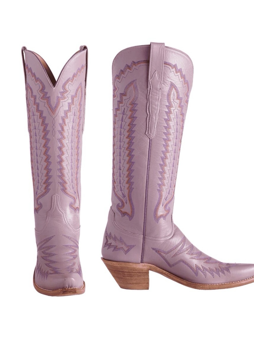 Lucchese Lavender Leather Western Knee-High Boots